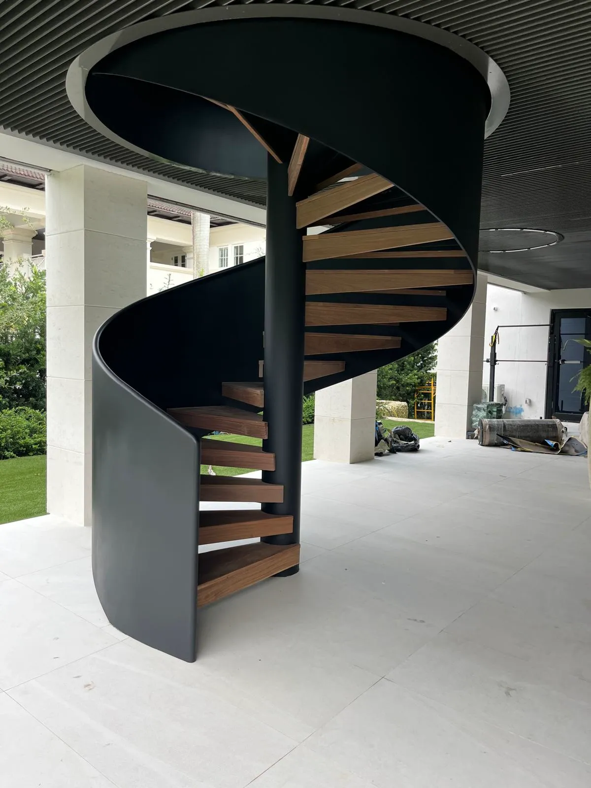 spiral staircase completed black wood